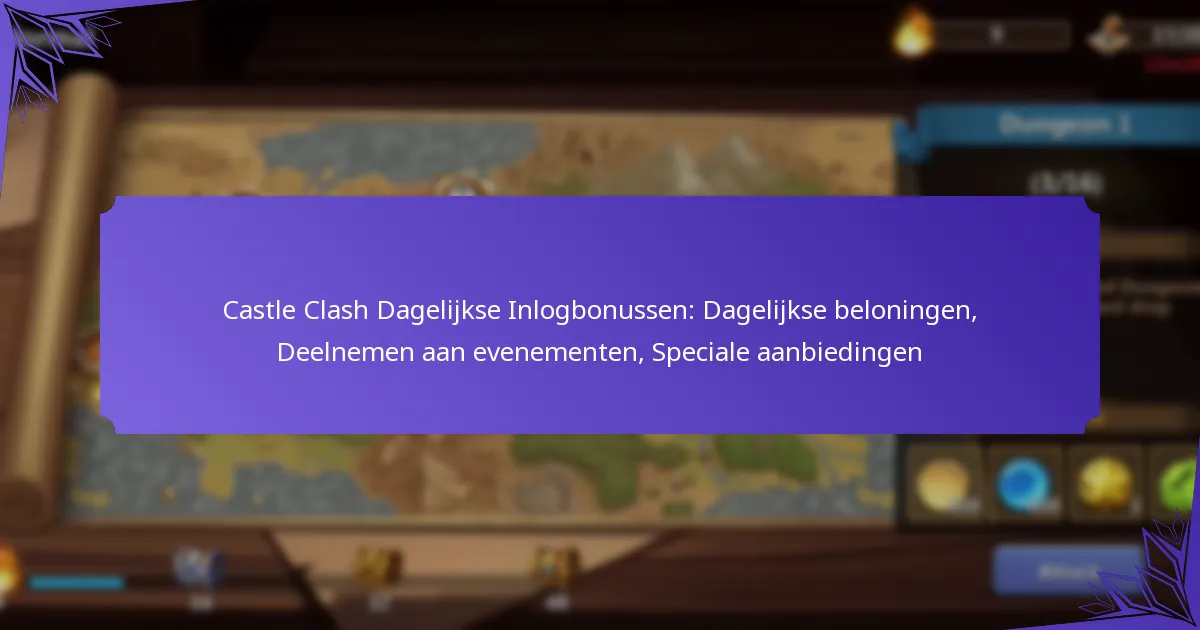 Castle Clash Dagelijkse Inlogbonussen: Dagelijkse beloningen, Deelnemen aan evenementen, Speciale aanbiedingen