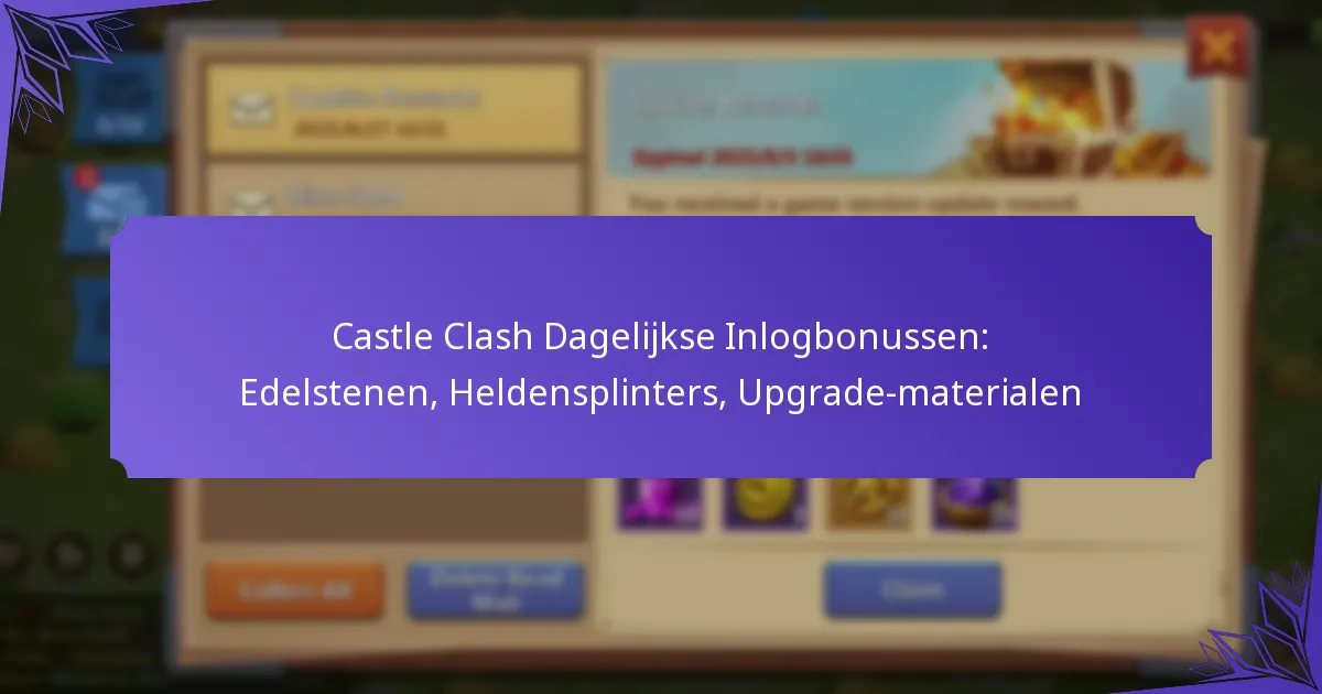 Castle Clash Dagelijkse Inlogbonussen: Edelstenen, Heldensplinters, Upgrade-materialen