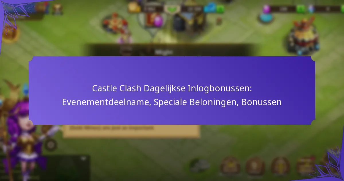 Castle Clash Dagelijkse Inlogbonussen: Evenementdeelname, Speciale Beloningen, Bonussen