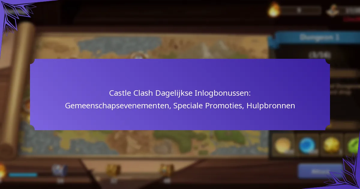 Castle Clash Dagelijkse Inlogbonussen: Gemeenschapsevenementen, Speciale Promoties, Hulpbronnen
