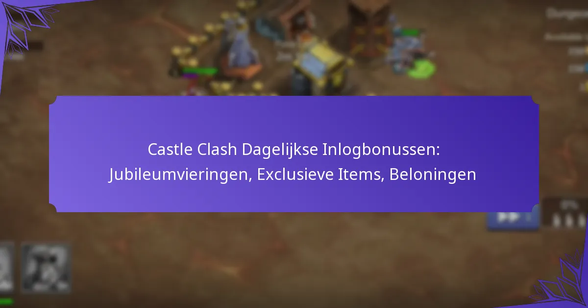 Castle Clash Dagelijkse Inlogbonussen: Jubileumvieringen, Exclusieve Items, Beloningen