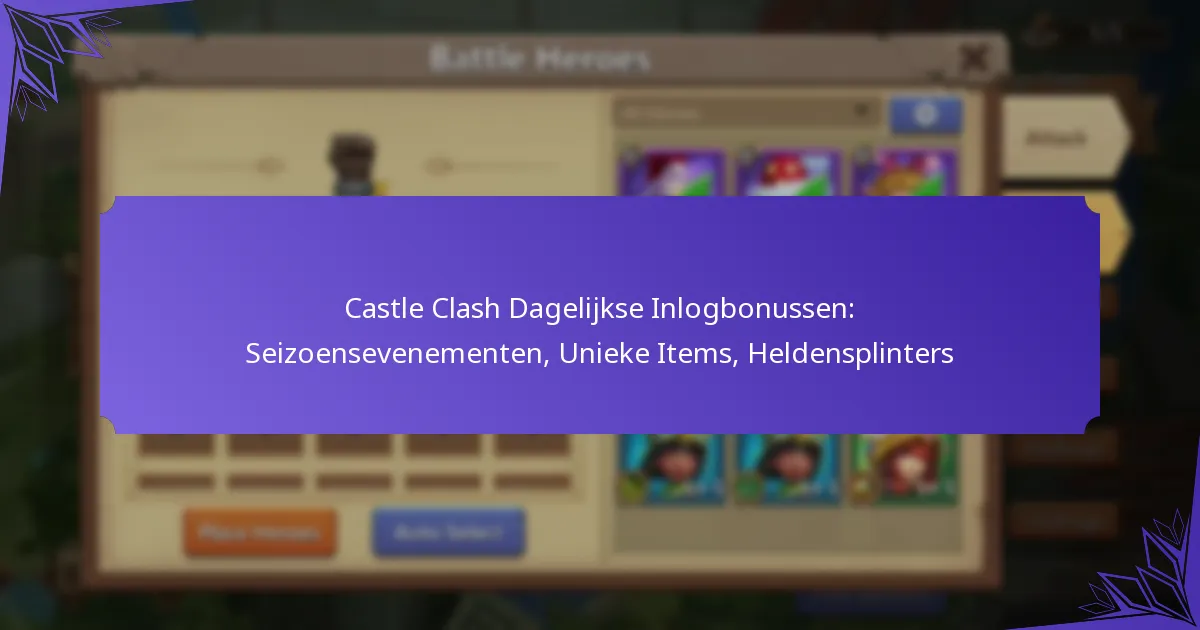 Castle Clash Dagelijkse Inlogbonussen: Seizoensevenementen, Unieke Items, Heldensplinters