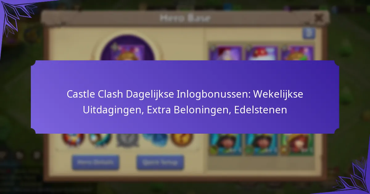 Castle Clash Dagelijkse Inlogbonussen: Wekelijkse Uitdagingen, Extra Beloningen, Edelstenen