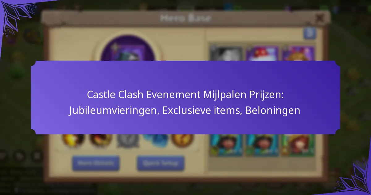 Castle Clash Evenement Mijlpalen Prijzen: Jubileumvieringen, Exclusieve items, Beloningen