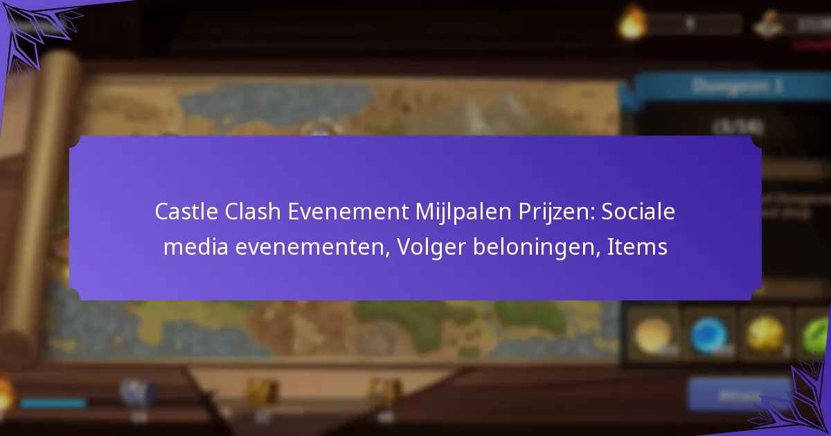 Castle Clash Evenement Mijlpalen Prijzen: Sociale media evenementen, Volger beloningen, Items