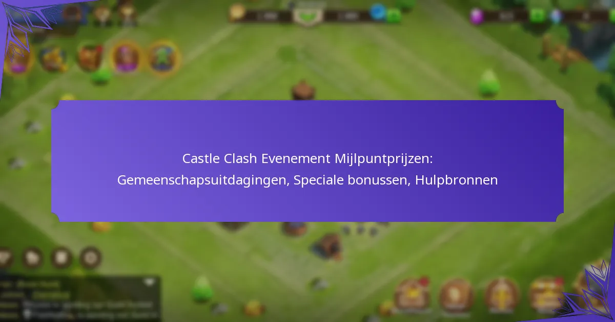Castle Clash Evenement Mijlpuntprijzen: Gemeenschapsuitdagingen, Speciale bonussen, Hulpbronnen
