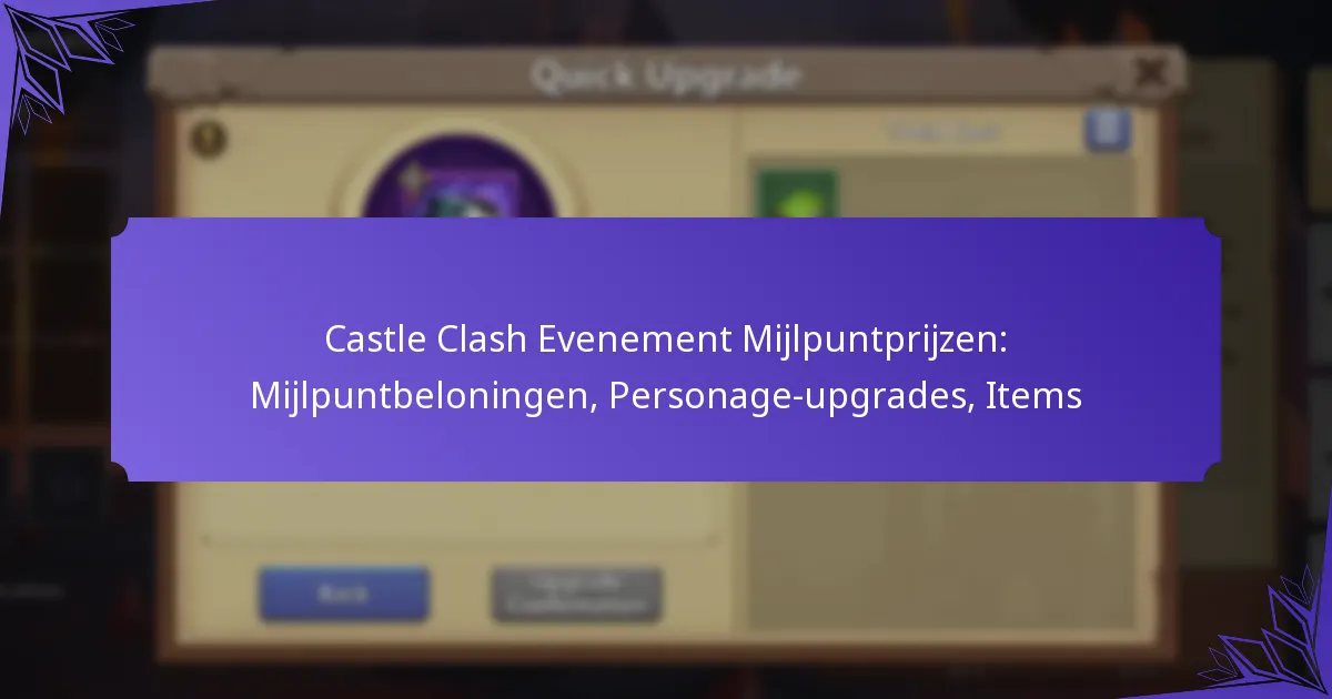 Castle Clash Evenement Mijlpuntprijzen: Mijlpuntbeloningen, Personage-upgrades, Items
