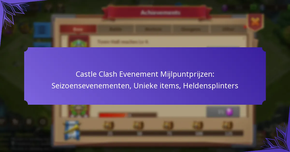 Castle Clash Evenement Mijlpuntprijzen: Seizoensevenementen, Unieke items, Heldensplinters
