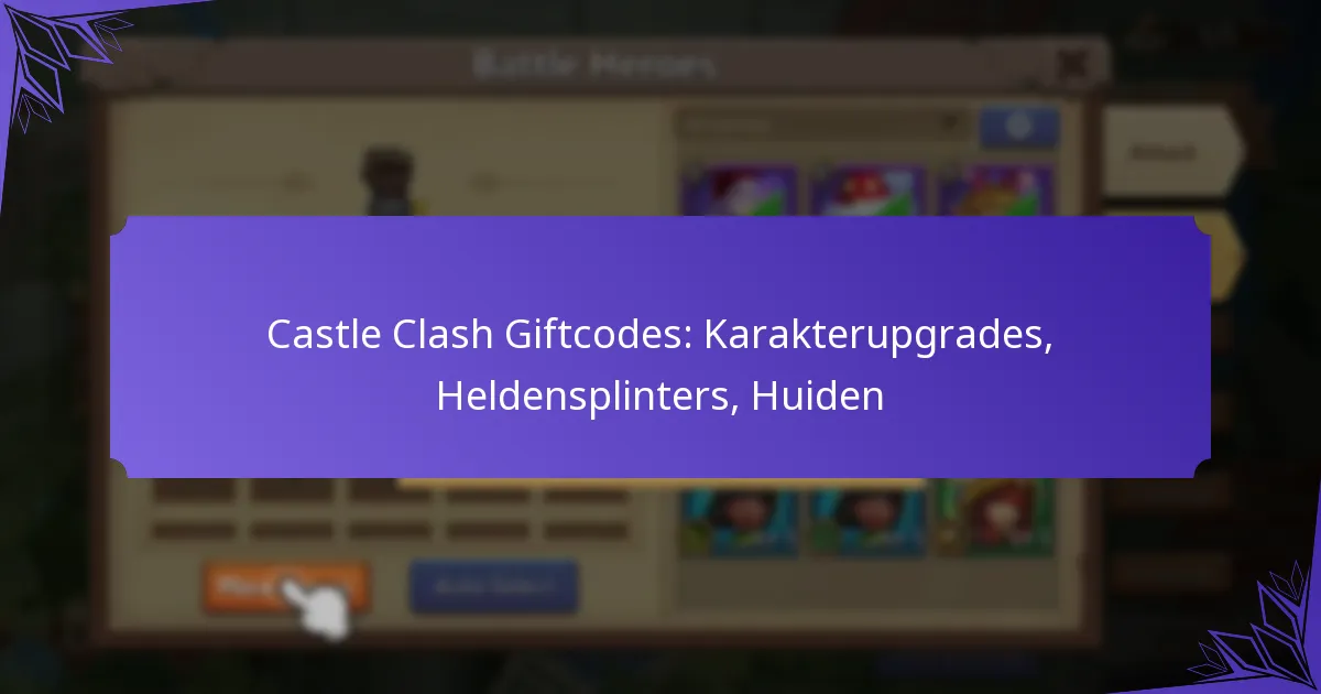Castle Clash Giftcodes: Karakterupgrades, Heldensplinters, Huiden