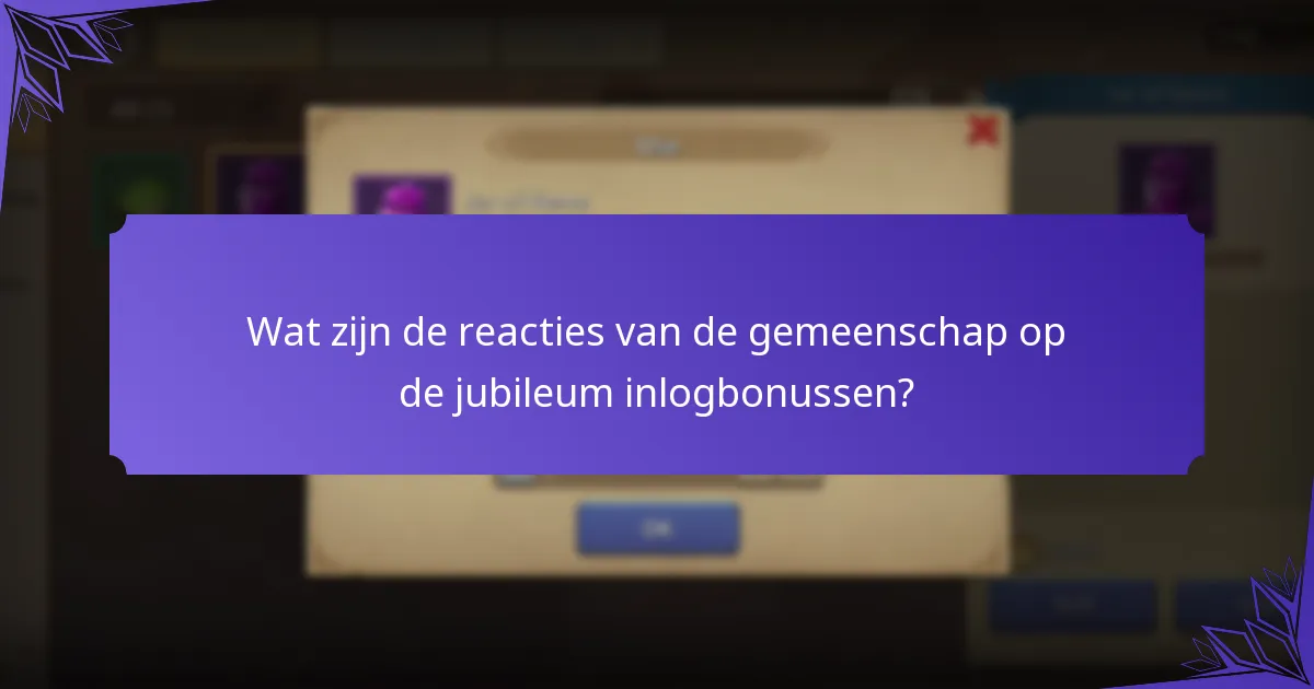 Wat zijn de reacties van de gemeenschap op de jubileum inlogbonussen?