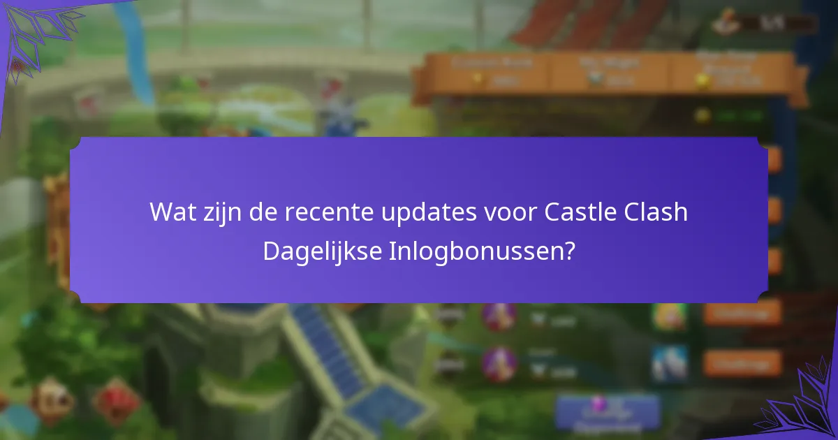 Wat zijn de recente updates voor Castle Clash Dagelijkse Inlogbonussen?